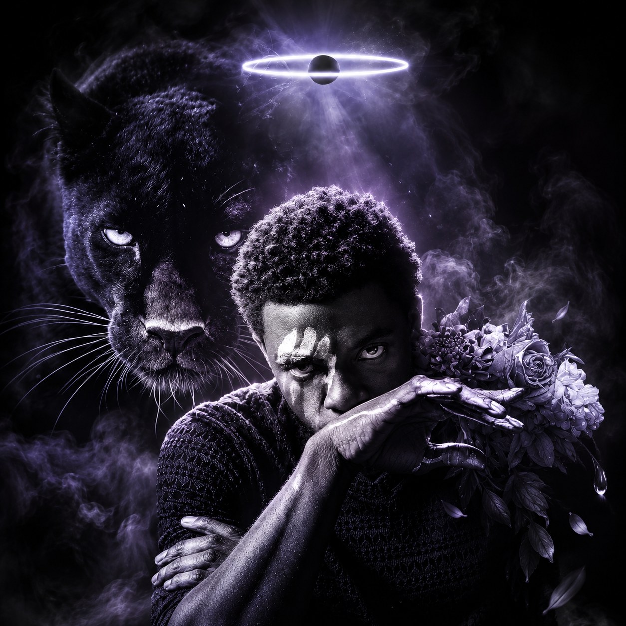 "Nostalgia Room" — #graphicdesign #iconart #afroart #compositing #chadwickboseman #blackandwhite