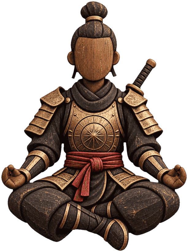 Kenji seated in quiet meditation, a butterfly nearby